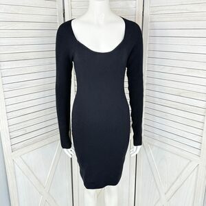 Cotton‎ On Ribbed Knit Sweater Sheath Dress Black XS Long Sleeve Scoop